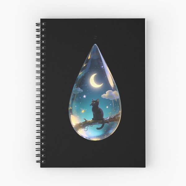Item preview, Black Cat Under the Moon in a Magical Water Drop designed and sold by OksArtStudio.
