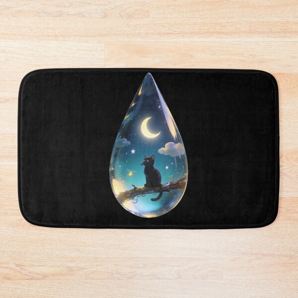 Item preview, Black Cat Under the Moon in a Magical Water Drop designed and sold by OksArtStudio.