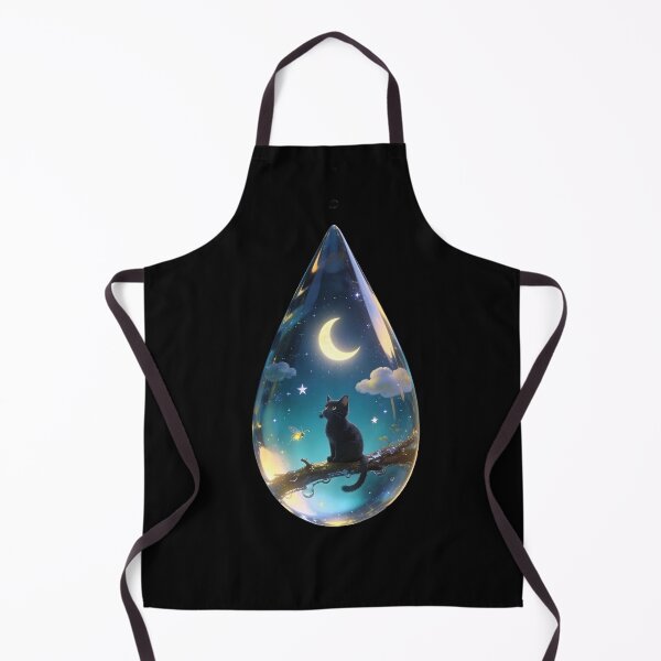 Item preview, Black Cat Under the Moon in a Magical Water Drop designed and sold by OksArtStudio.