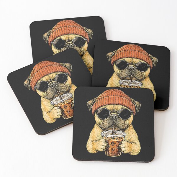Item preview, Pug Dog Drinking Iced Coffee Sunglasses designed and sold by Rahamkshop.