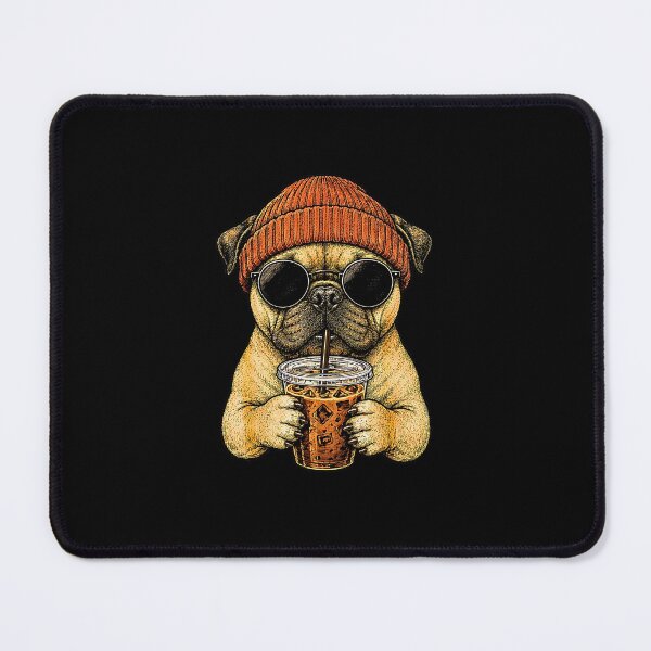 Item preview, Pug Dog Drinking Iced Coffee Sunglasses designed and sold by Rahamkshop.