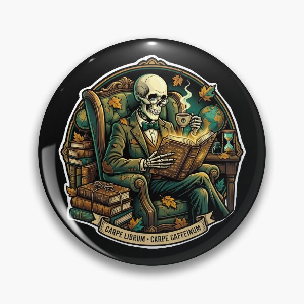 Item preview, Dark Academia Bookish Skeleton Reading Book Coffee Pop Art designed and sold by eihabo.