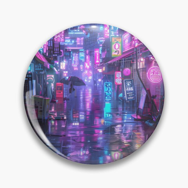Item preview, Cyberpunk neon cityscape: Rainy night with umbrella designed and sold by Artdavesalzburg.