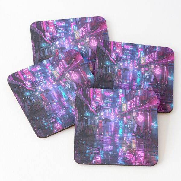 Item preview, Cyberpunk neon cityscape: Rainy night with umbrella designed and sold by Artdavesalzburg.