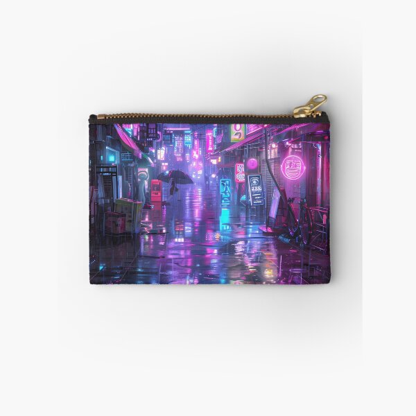 Item preview, Cyberpunk neon cityscape: Rainy night with umbrella designed and sold by Artdavesalzburg.