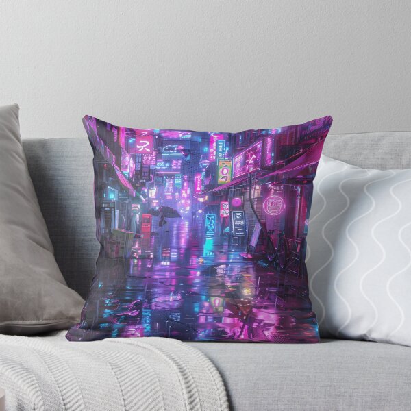 Item preview, Cyberpunk neon cityscape: Rainy night with umbrella designed and sold by Artdavesalzburg.