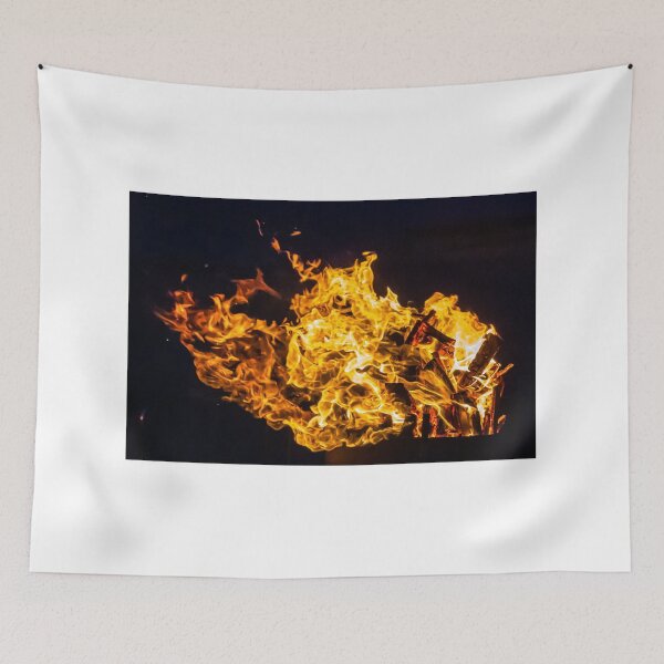 Item preview, Close-Up Of Intense Wood Fire Flames And Burning Logs In Hot Orange Bonfire designed and sold by Nmallia.