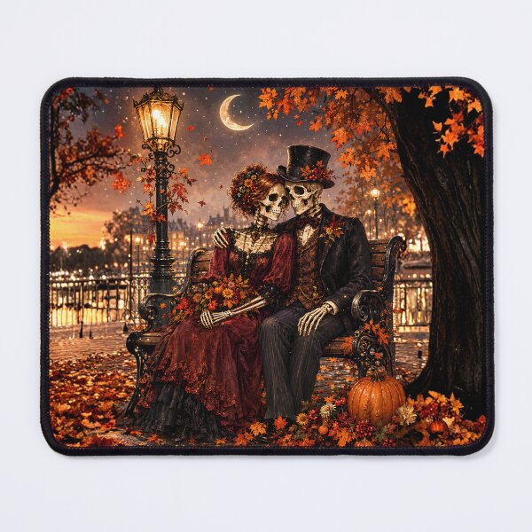 Item preview, Gothic Skeleton Couple Moonlit Bench designed and sold by Forest Fairy Studio.