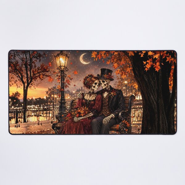 Item preview, Gothic Skeleton Couple Moonlit Bench designed and sold by Forest Fairy Studio.