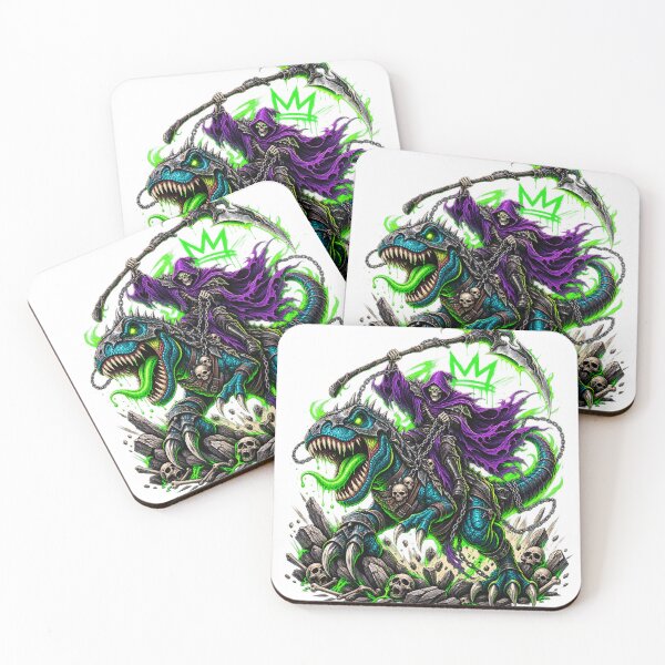 Item preview, Neon Reaper Raptor Dark Fantasy Art designed and sold by VYBORA Studio.