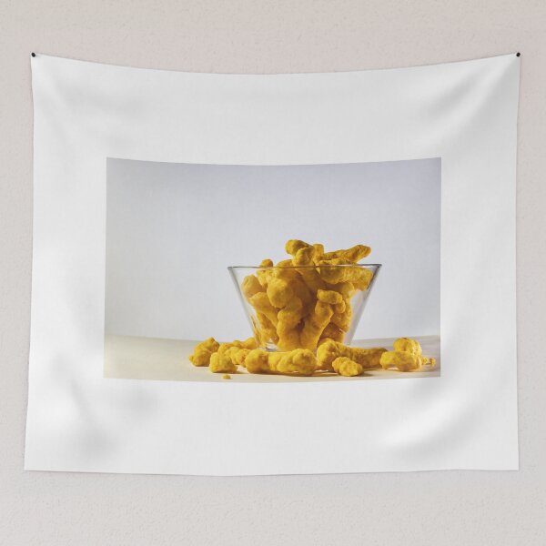 Item preview, Crunchy Cheese Puffs In Glass Bowl On White Background - Cheesy Snack Food For Munching designed and sold by Nmallia.