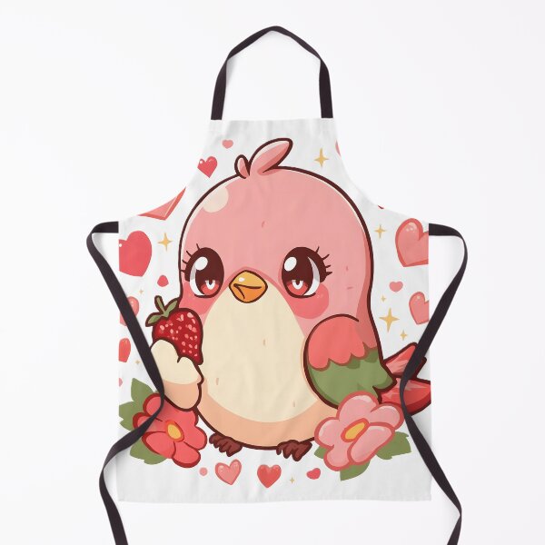 Item preview, Cute Kawaii Lovebird with Strawberry & Hearts | Adorable Pink Bird | Romantic Valentine Aesthetic designed and sold by dreamz-world.