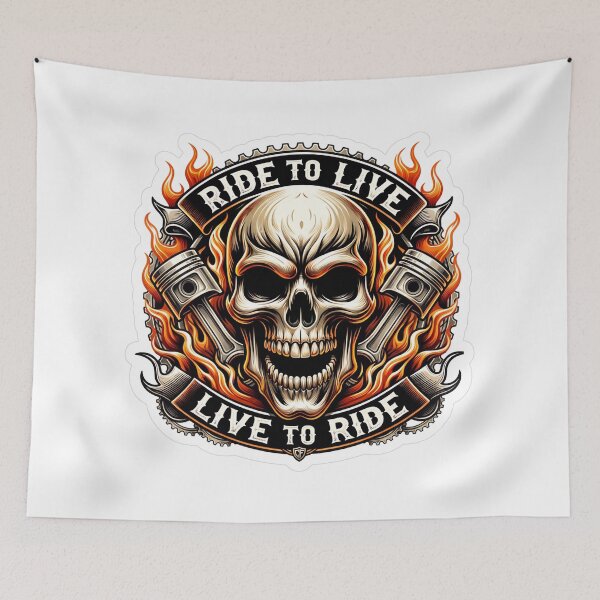 Item preview, Ride To Live Live To Ride Skull Motorcycle Biker Design designed and sold by MAStrends.