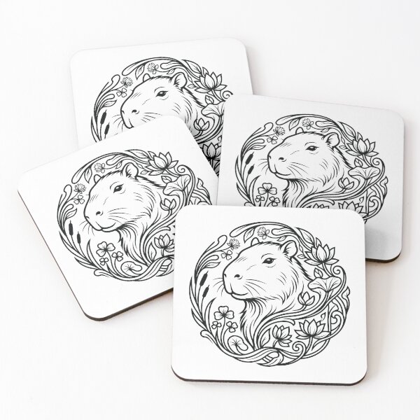 Item preview, Zen Capybara Botanical Wreath Line Art Illustration designed and sold by ZUMERI.
