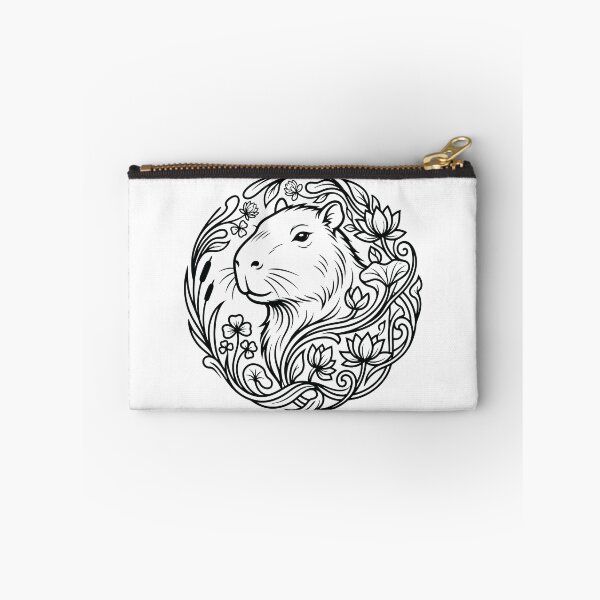 Item preview, Zen Capybara Botanical Wreath Line Art Illustration designed and sold by ZUMERI.
