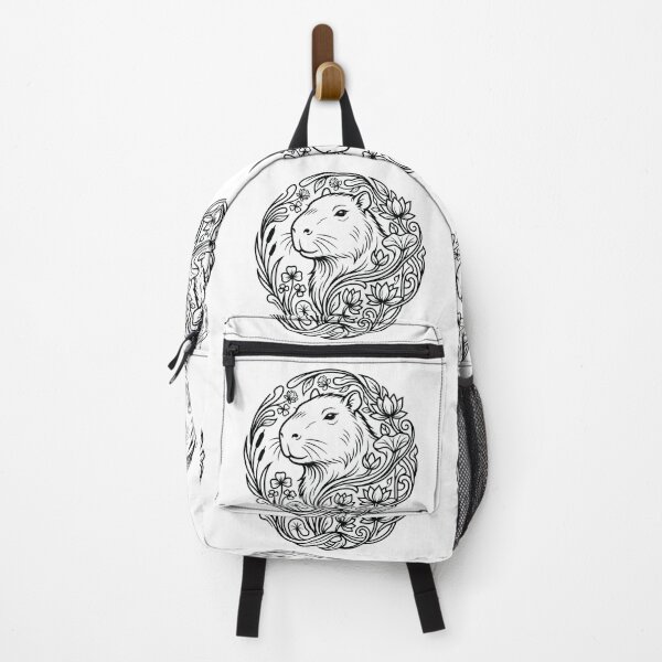 Item preview, Zen Capybara Botanical Wreath Line Art Illustration designed and sold by ZUMERI.