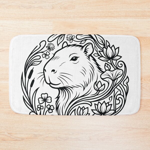 Item preview, Zen Capybara Botanical Wreath Line Art Illustration designed and sold by ZUMERI.