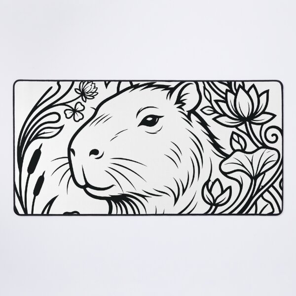 Item preview, Zen Capybara Botanical Wreath Line Art Illustration designed and sold by ZUMERI.