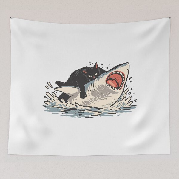 Item preview, Fat Cat Vs Shark Meme Art designed and sold by Vectraxos.