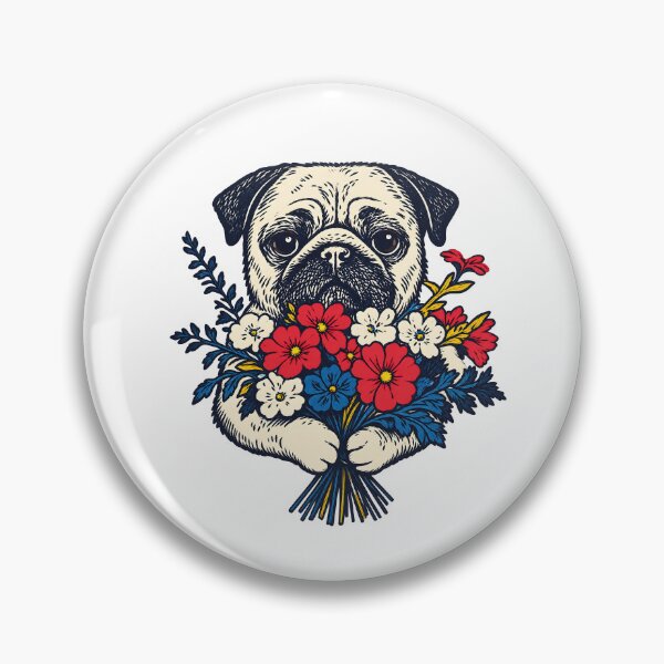 Item preview, Vintage Floral Pug Bouquet – Botanical Dog Lover Art designed and sold by notorius12.