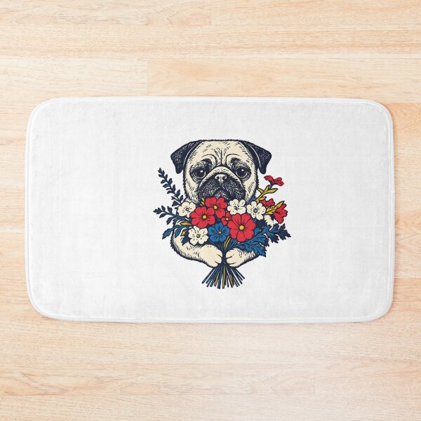 Item preview, Vintage Floral Pug Bouquet – Botanical Dog Lover Art designed and sold by notorius12.