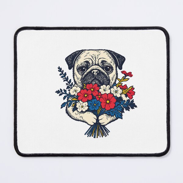 Item preview, Vintage Floral Pug Bouquet – Botanical Dog Lover Art designed and sold by notorius12.