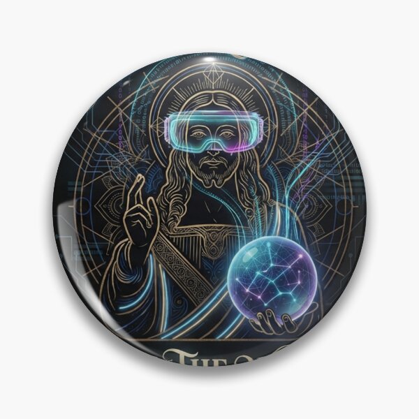 Item preview, Cyber Renaissance Digital Art - Futuristic Tech Spiritual Tee & Sticker designed and sold by yassinecavali.