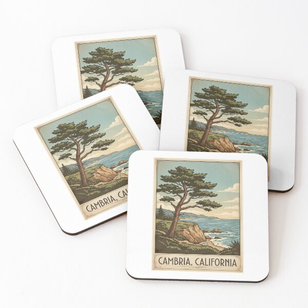 Item preview,  Cambria California Coastal Pine Tree Vintage Travel Poster designed and sold by LittleArij.