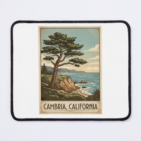 Item preview, Cambria California Coastal Pine Tree Vintage Travel Poster designed and sold by LittleArij.