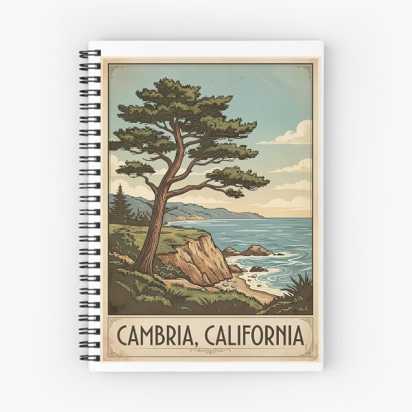 Item preview, Cambria California Coastal Pine Tree Vintage Travel Poster designed and sold by LittleArij.