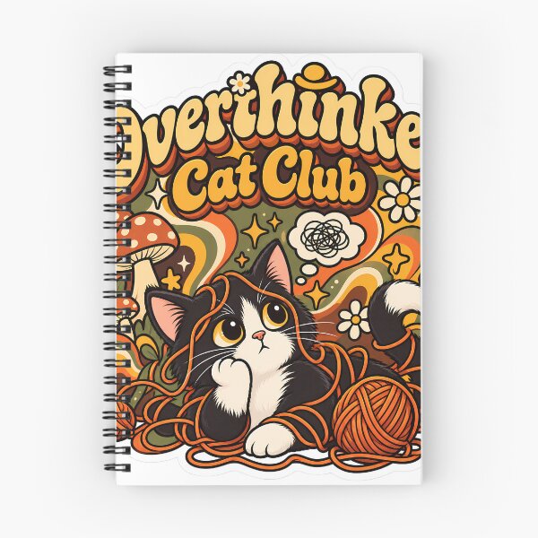 Item preview, Retro Overthinker Cat Club 70s Aesthetic designed and sold by Stickers Hub HUB.