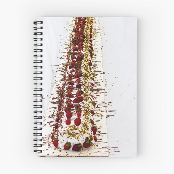 Item preview, Long Strawberry Whipped Cream Cake Drizzled With Chocolate And Pistachios On Serving Board designed and sold by Nmallia.