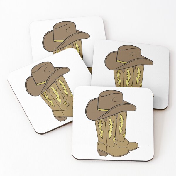 Item preview, Bota y sombrero de vaquero marrones con detalles dorados. designed and sold by Sartoris Art.