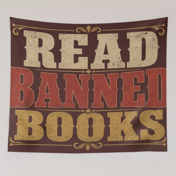 Item preview, Vintage Read Banned Books Typography | Retro Western Bookworm Art designed and sold by BLUESKY11a.