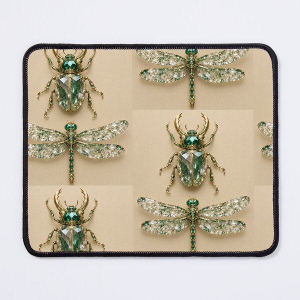 Item preview, Vintage Emerald Jeweled Beetle and Dragonfly Art designed and sold by Ink-verse-.