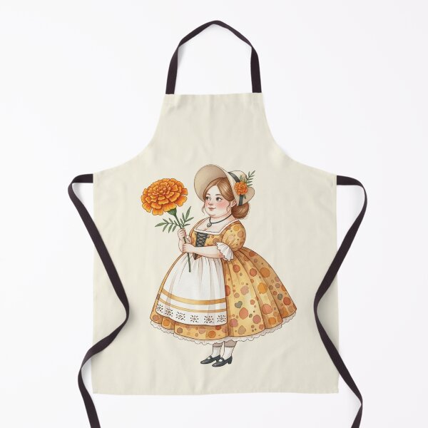 Item preview, Vintage Watercolor Girl with Marigold - Classic Storybook Illustration designed and sold by Pasteltone.