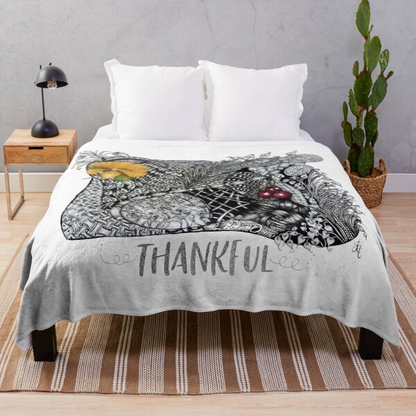 Item preview, Thankful Floral Zentangle designed and sold by LorieFossaArt.