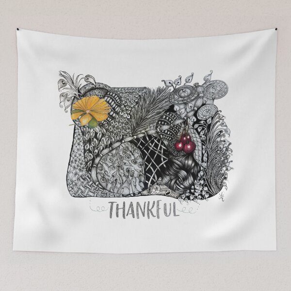 Item preview, Thankful Floral Zentangle designed and sold by LorieFossaArt.