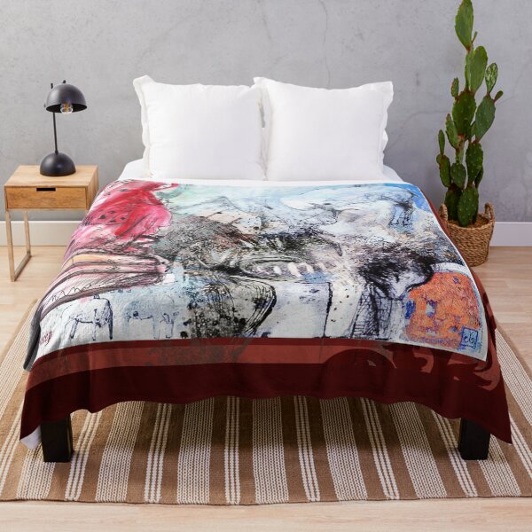 Item preview, Wonderland Asleep with Dogs and Bison (Original Mix Media Painting by ACCI) designed and sold by VanyssaGraphics.