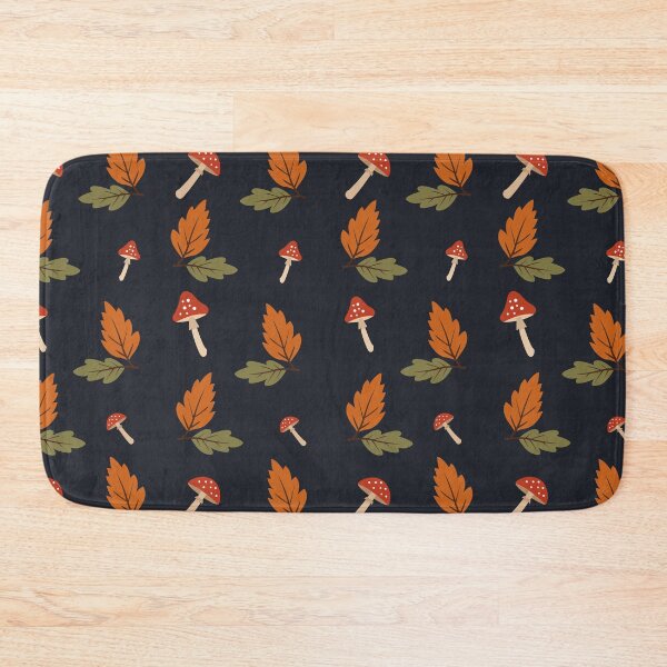 Item preview, Dark Autumn Mushroom and Fall Leaves Seamless Pattern designed and sold by ElenMart.