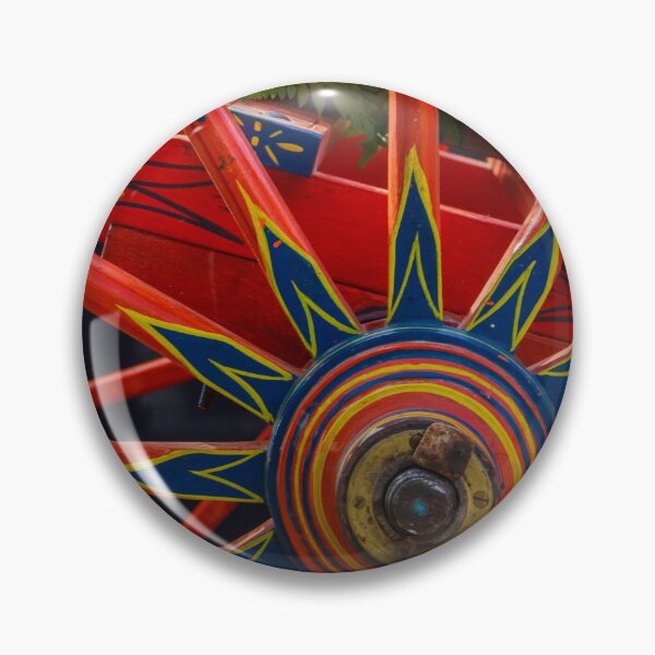 Item preview, Colorful Painted Wooden Wagon Wheel With Bright Flower Basket Decoration and Traditional Folk Design designed and sold by Nmallia.