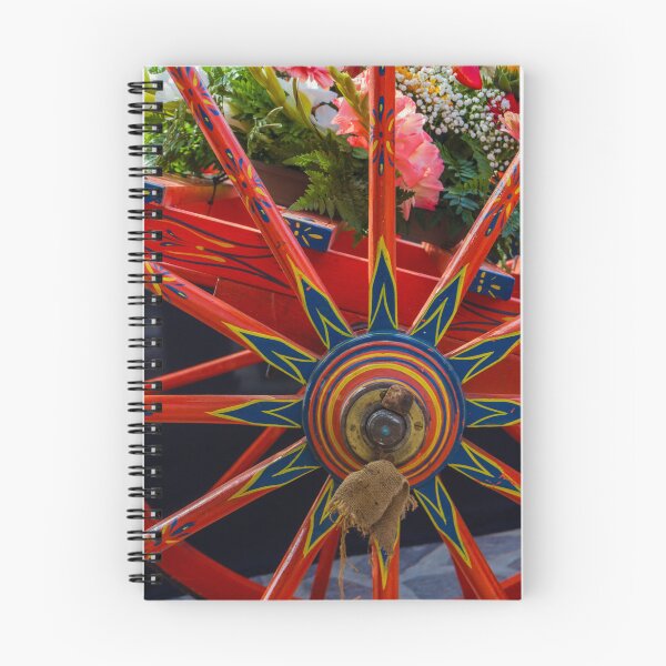 Item preview, Colorful Painted Wooden Wagon Wheel With Bright Flower Basket Decoration and Traditional Folk Design designed and sold by Nmallia.