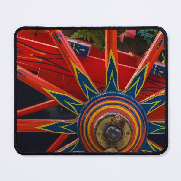 Item preview, Colorful Painted Wooden Wagon Wheel With Bright Flower Basket Decoration and Traditional Folk Design designed and sold by Nmallia.