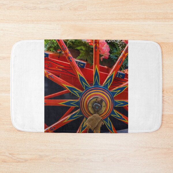 Item preview, Colorful Painted Wooden Wagon Wheel With Bright Flower Basket Decoration and Traditional Folk Design designed and sold by Nmallia.