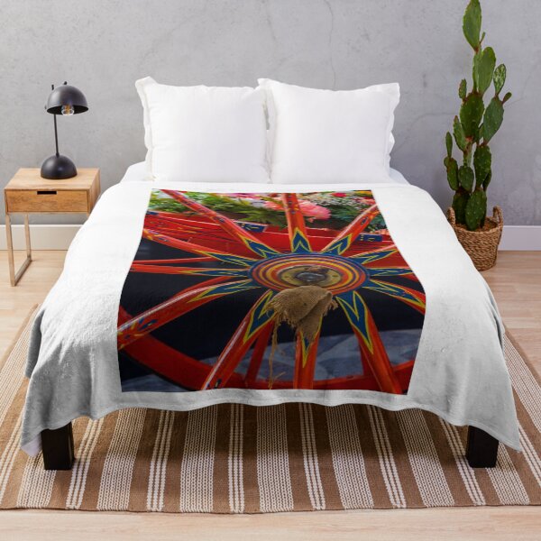 Item preview, Colorful Painted Wooden Wagon Wheel With Bright Flower Basket Decoration and Traditional Folk Design designed and sold by Nmallia.