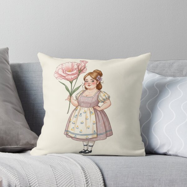 Item preview, Vintage Watercolor Girl with Pink Flower - Classic Storybook Illustration designed and sold by Pasteltone.