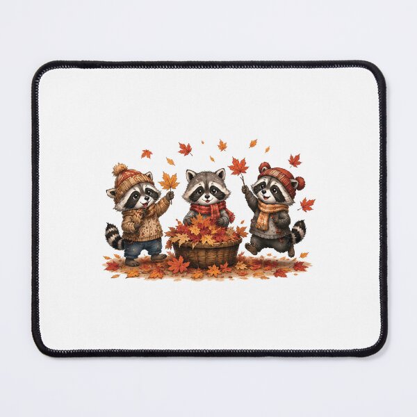 Item preview, Cute Autumn Raccoons Playing in Leaves | Cozy Fall Watercolor Illustration designed and sold by MAPDDesigns.