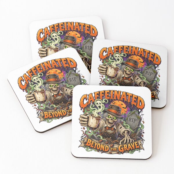 Item preview, Caffeinated Beyond the Grave – Funny Skeleton Coffee Halloween Design designed and sold by FZ Designs.