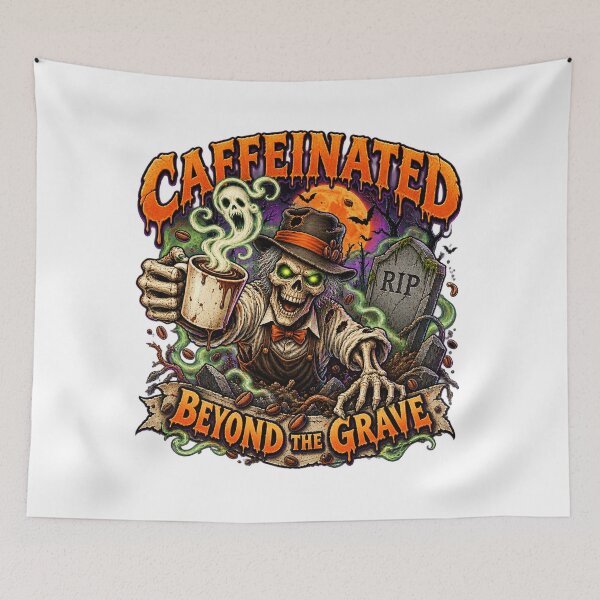 Item preview, Caffeinated Beyond the Grave – Funny Skeleton Coffee Halloween Design designed and sold by FZ Studio .