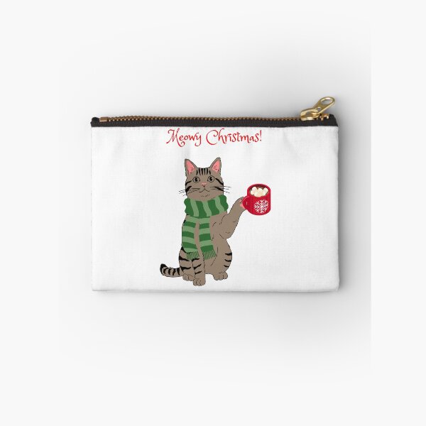 Item preview, Meowy Christmas Brown Tabby Cat with Hot Chocolate designed and sold by MYCatStuff.